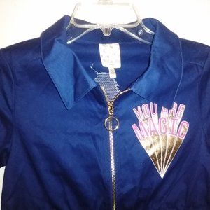 Belle du Jour Girls navy top with zipper SZ L